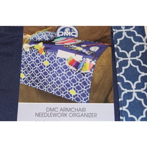DMC Armchair Needlework Organizer Blue White 20" x 12.25" Dimensions - Picture 9 of 10